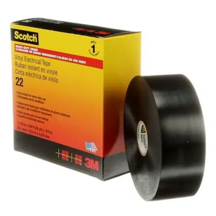 Produktfoto 1 von 3M Scotch Vinyl Electrical Tape 22 Polyvinylchlorid Isolierband Schwarz,  Stärke  0.25 mm x 38mm x 32.9 m, -10 °C bis 80