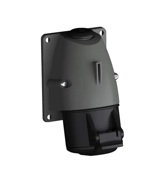 Produktfoto 1 von Amphenol Industrial 2CMA1 Leistungssteckverbinder Schwarz, 500V 3P+PE / 16A, Wand IP44