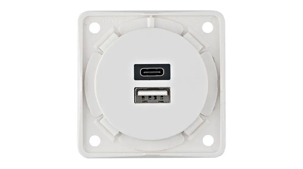 Produktfoto 1 von Berker 926 Steckdose USB Typ C, USB Typ A Weiß / 15 A