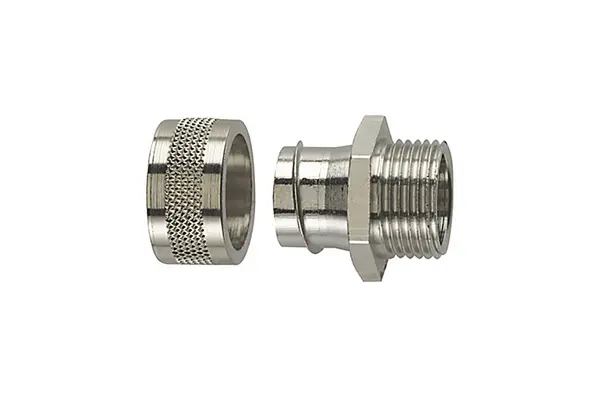 Produktfoto 1 von HellermannTyton HelaGuard Messing vernickelt Starre Rohrverbindung M32 32 mm Grau Metall-Finish IP54
