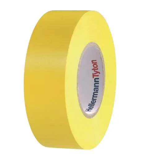Produktfoto 1 von HellermannTyton HellermannTyton Polyvinylchlorid Isolierband Gelb, Stärke 0.15 mm x 19mm x 20 m, -10 °C bis 90 °C