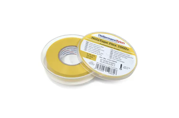 Produktfoto 1 von HellermannTyton HellermannTyton Polyvinylchlorid Isolierband Gelb,  Stärke  0.18 mm x 19 mm x 20 m, -10 °C bis 90 °C