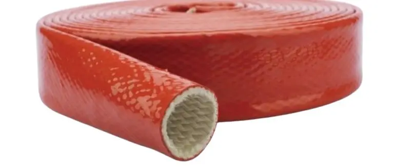 Produktfoto 1 von RS PRO Feuerschutzschlauch Rot Silikon ummantelte Glasfaser, Länge 1m Umflochten