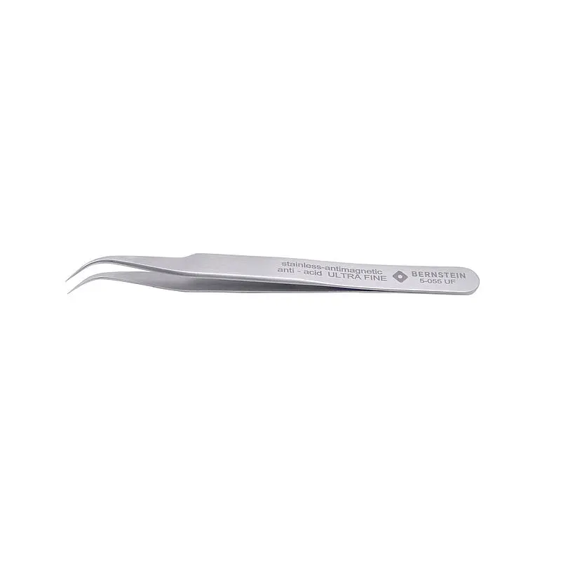 Produktfoto 1 von Bernstein 5-055-UF Edelstahl Pinzette, 120 mm Abgewinkelt, Spitze , Spitze Spitz Antimagnetisch