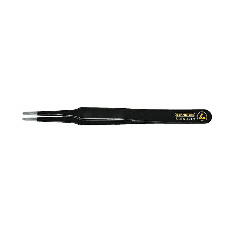 Produktfoto 1 von Bernstein 5-059-13 Edelstahl Pinzette, 120 mm Gerade, Spitze Abgerundet Antimagnetisch ESD-sicher