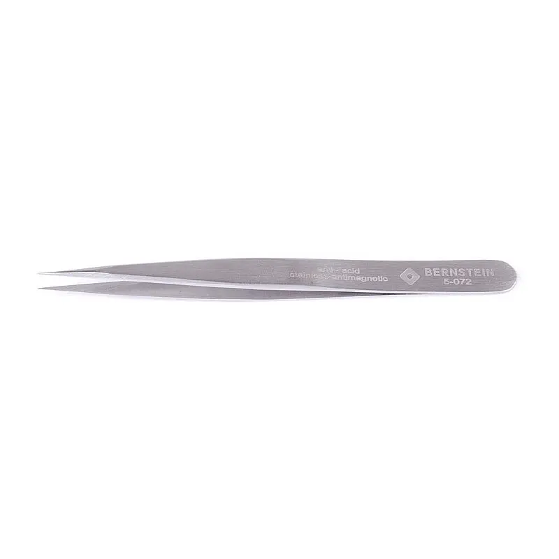 Produktfoto 1 von Bernstein 5-072 Edelstahl Pinzette, 110 mm Gerade, Spitze Fein Antimagnetisch ESD-sicher