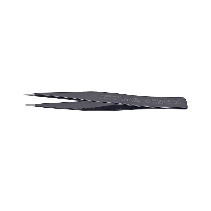 Produktfoto 1 von Bernstein 5-078-UF-13 Edelstahl Pinzette, 130 mm Gerade, Spitze , Spitze Spitz Antimagnetisch ESD-sicher