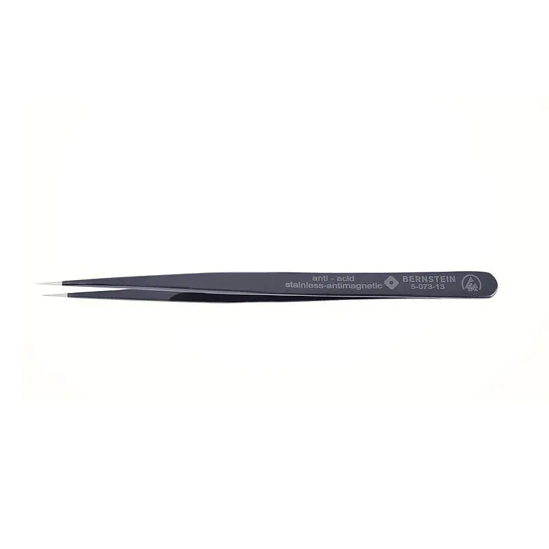 Produktfoto 1 von Bernstein 5-073-13 Edelstahl Pinzette, 140 mm Gerade, Spitze , Spitze Spitz Antimagnetisch ESD-sicher
