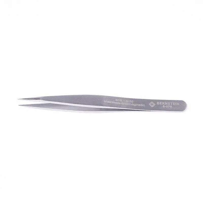 Produktfoto 1 von Bernstein 5-076 Edelstahl Pinzette, 120 mm Gerade, Spitze , Spitze Spitz Antimagnetisch ESD-sicher