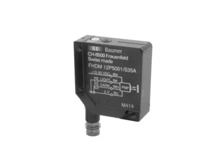 Produktfoto 1 von Baumer FHDM Rechteckig Optischer Sensor, Hintergrundunterdrückung, PnP Ausgang, 8-polig M4