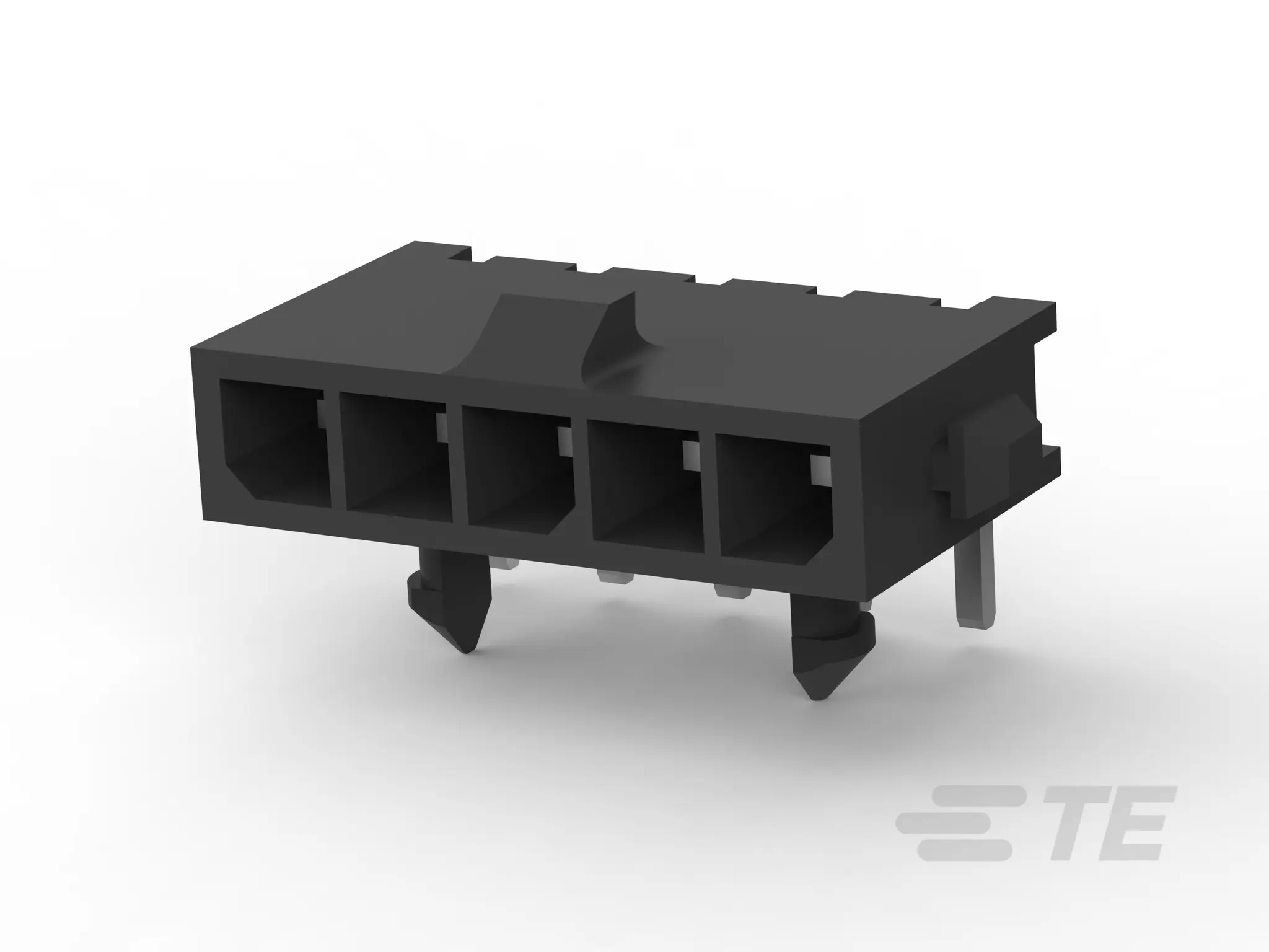 Produktfoto 1 von TE Connectivity Micro MATE-N-LOK Leiterplattenleiste gewinkelt, 5-polig / 1-reihig, Raster 3 mm Raster