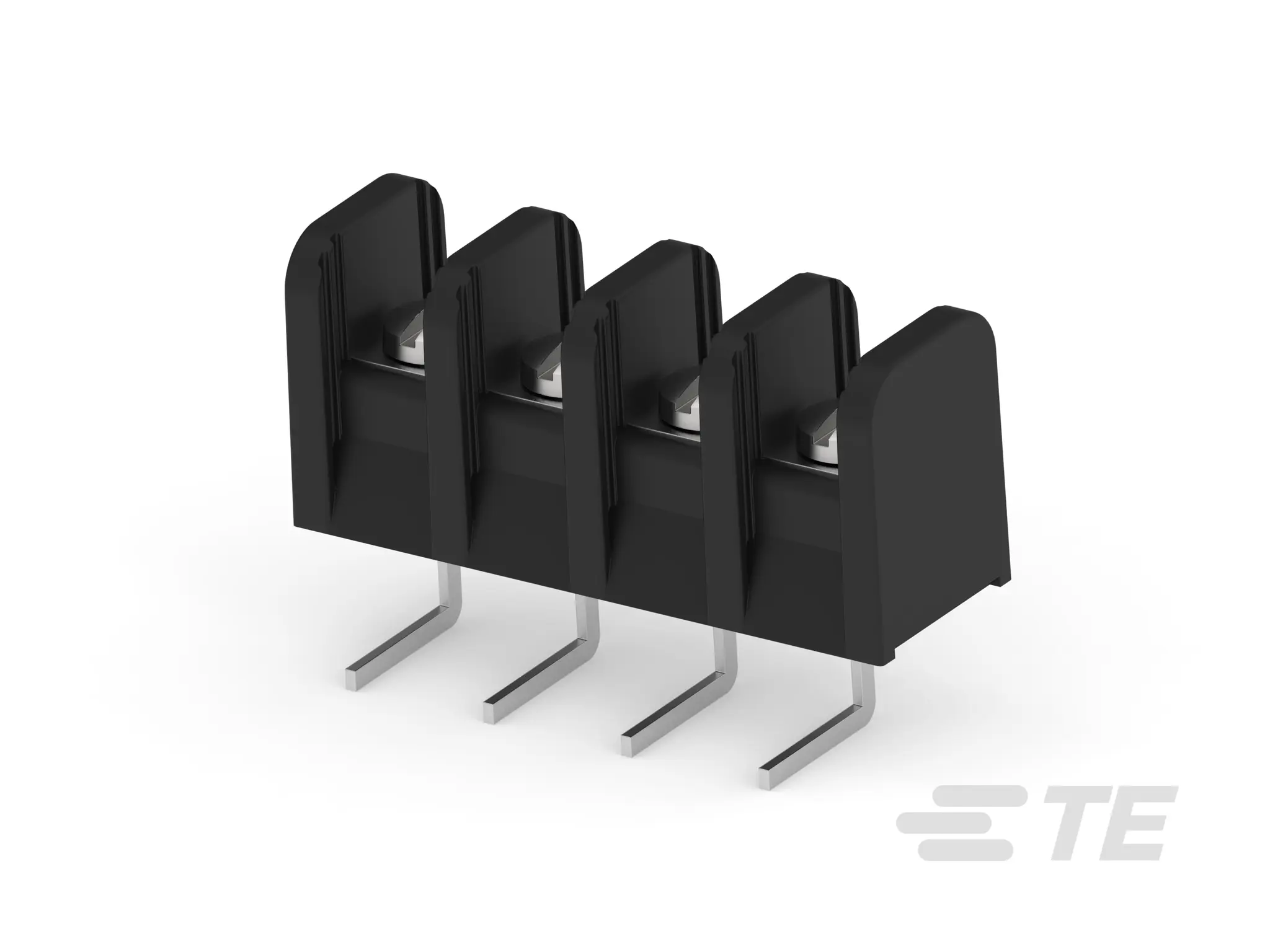 Produktfoto 1 von TE Connectivity Klemmstreifen gewinkelt 4-Kontakte Kupferlegierung 1-reihig, Raster 11.1mm, 600 V Zinn / 20A