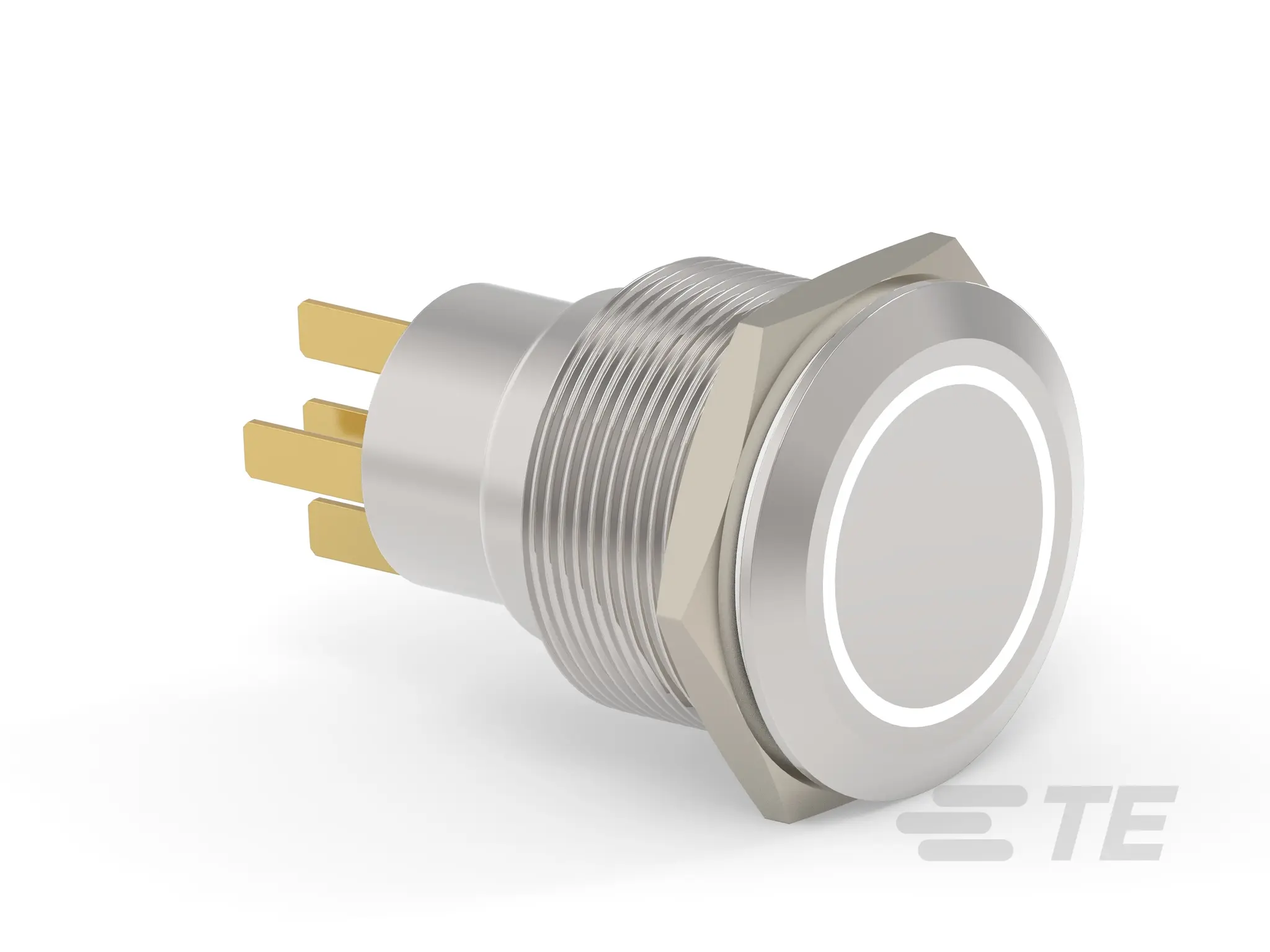 Produktfoto 1 von TE Connectivity AV22 Druckschalter Weiß Beleuchtet Tastend Panel Ø 22 mm, SPST / 400mA 250 V ac, IP67