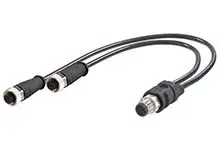 Produktfoto 1 von Molex 120009, 4-polig Sensor-Aktor Y-Verteiler Kabel, M12, Gerade Stecker 3 / M12 x 2, Gerade Buchse, Länge 600 mm