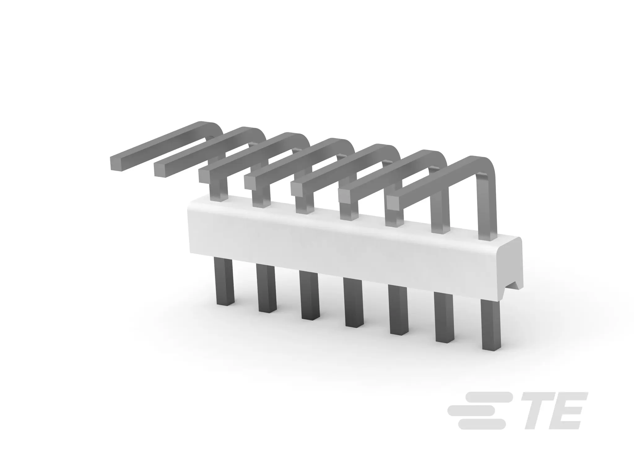 Produktfoto 1 von TE Connectivity MTA-100 Leiterplattenleiste gewinkelt, 7-polig / 1-reihig, Raster 2.54 mm Raster Platine, Kabel-Platine,