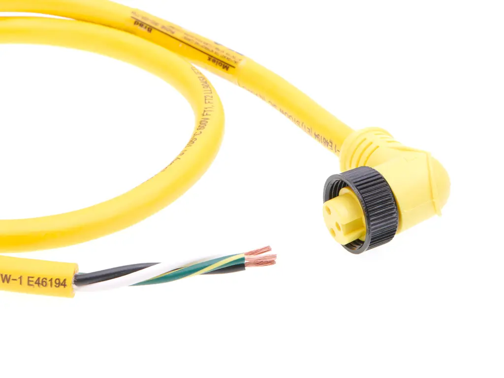 Produktfoto 1 von Molex 130006, 3-polig konfektioniertes Sensorkabel, Rechtwinklig Buchse / Anschlusslitze Stecker, Länge 910 mm