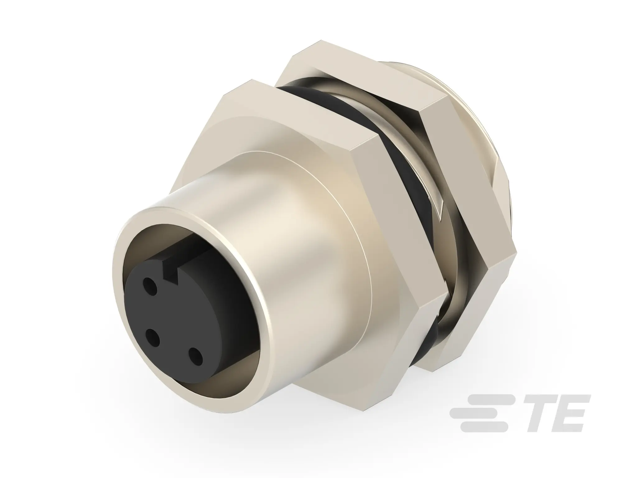 TE Connectivity M12 18 M12 Leistungssteckverbinder Buchse 3-polig Buchse 5A Frontplattenmontage IP40
