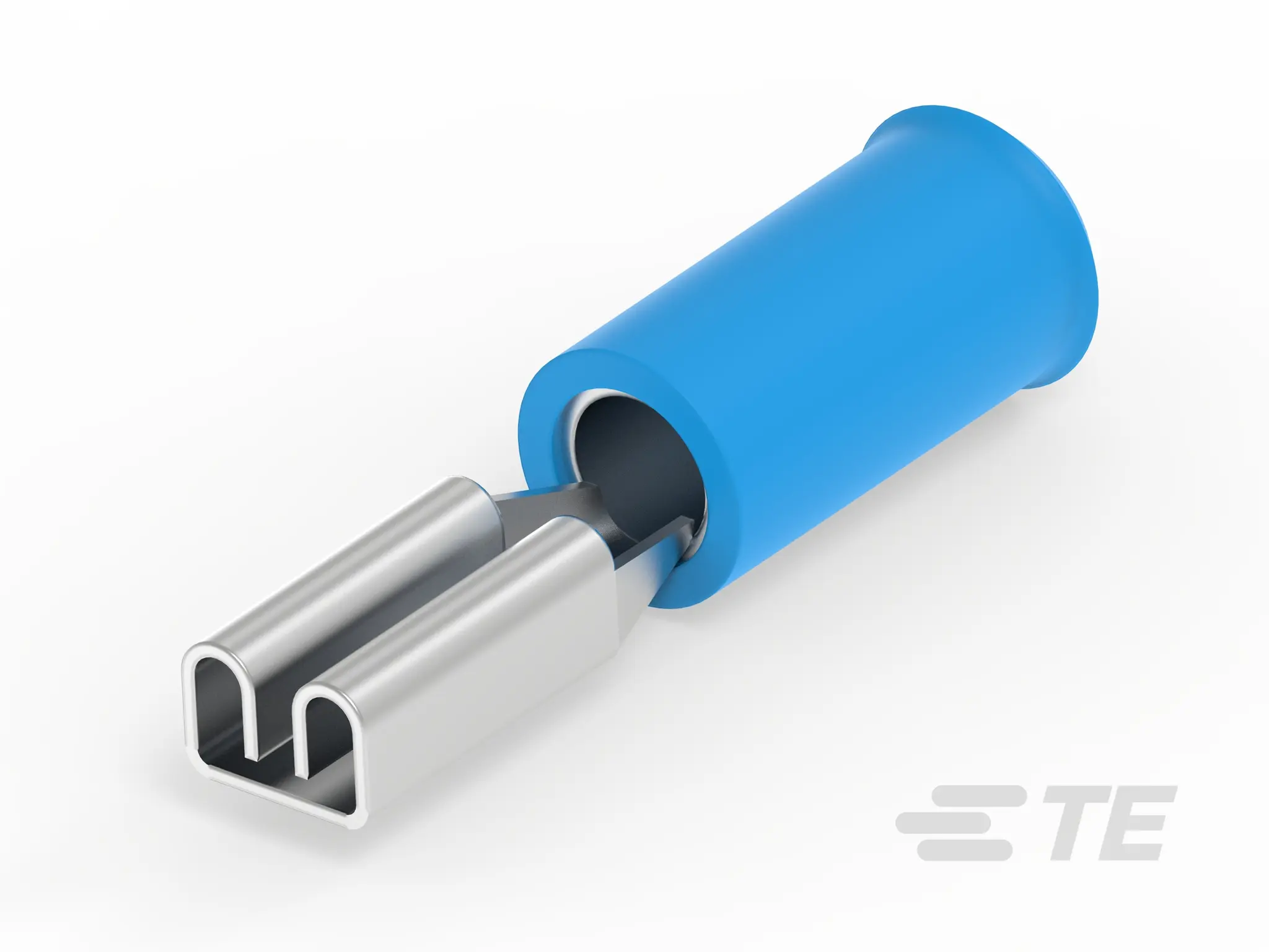 Produktfoto 1 von TE Connectivity 1656 Spleißverbinder, Buchsentülle, Blau Isoliert, Ø 4.3 mm Zinn, Ges.L 19.8 mm, 13.5 AWG max.