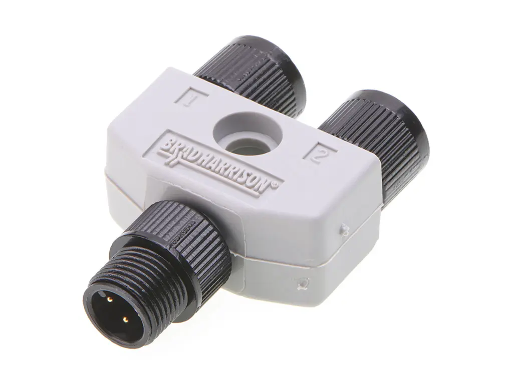 Produktfoto 1 von Molex 120068, 4-polig Verteilerbox, M12, Gerade Stecker 4 / M12, Gerade Buchse