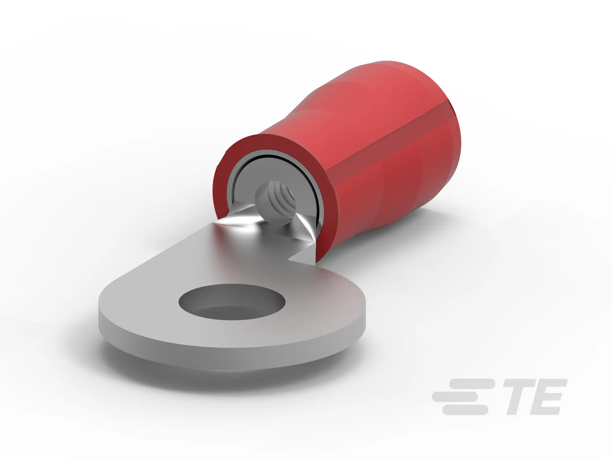 Produktfoto 1 von TE Connectivity PIDG Ringkabelschuh, Isoliert, Rot, innen ø 3.51 mm, M3.5