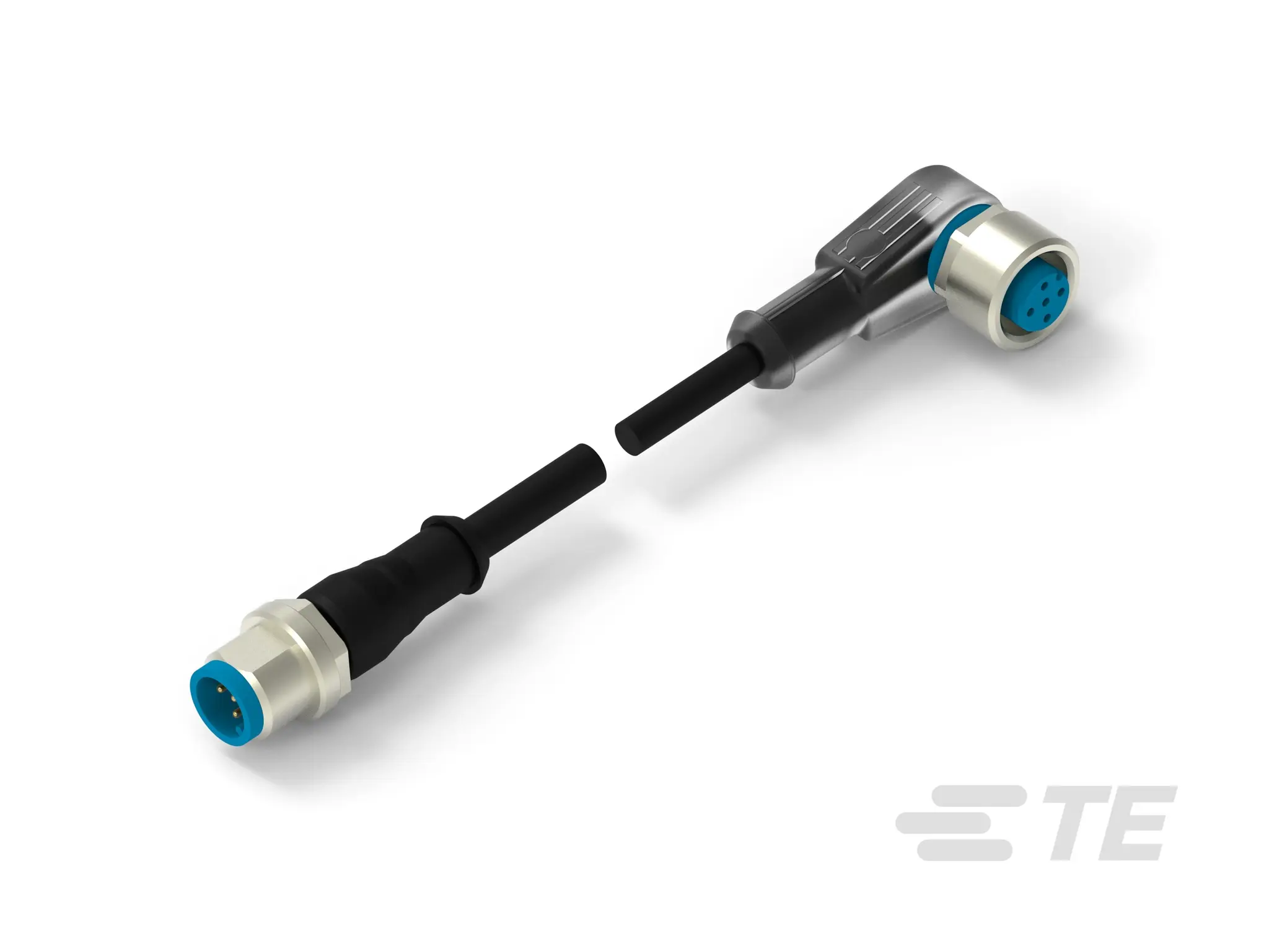 Produktfoto 1 von TE Connectivity 1-2273126 Kabel assembliert, M12, Rechtwinklig Buchse / M12, Gerade Stecker, Länge 1.5 m