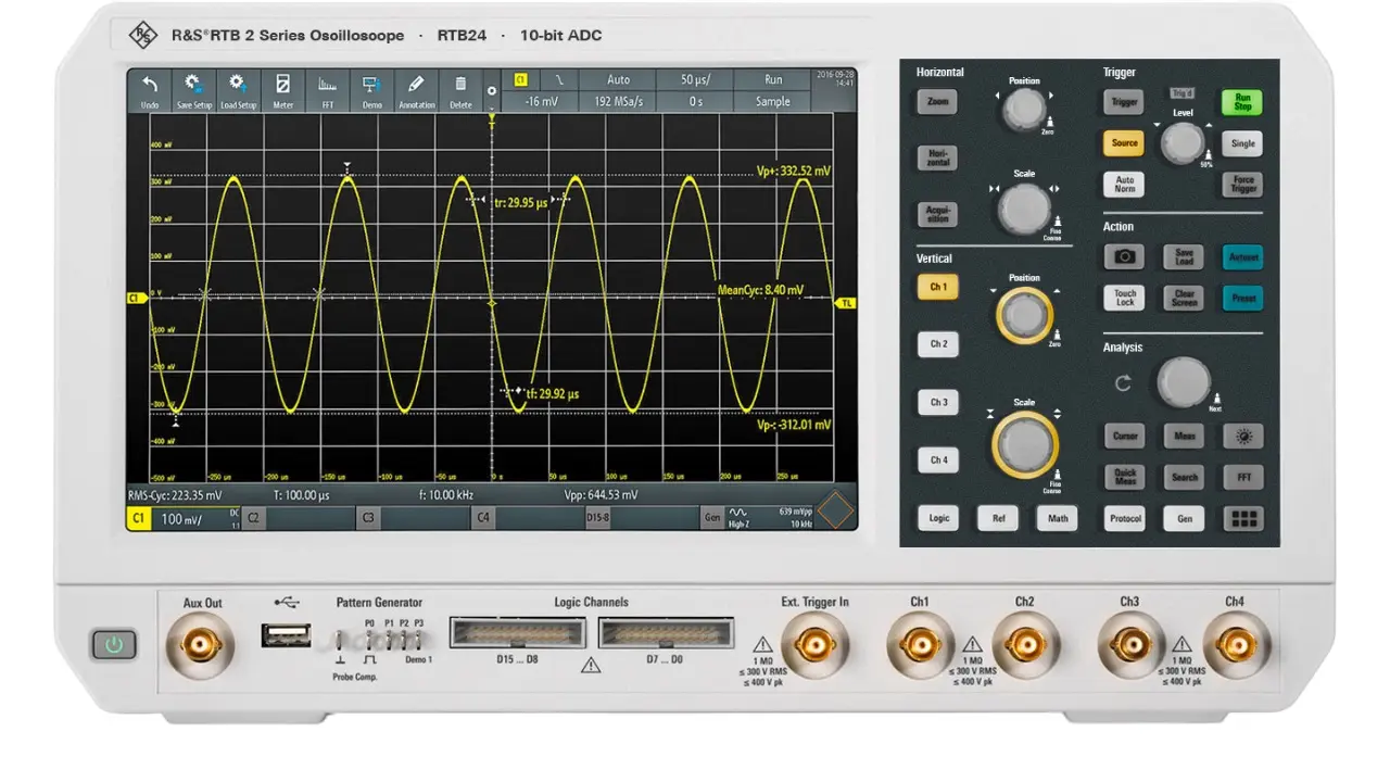 Produktfoto 1 von Rohde & Schwarz RTB2 Tisch Oszilloskop 4-Kanal Analog 300MHz