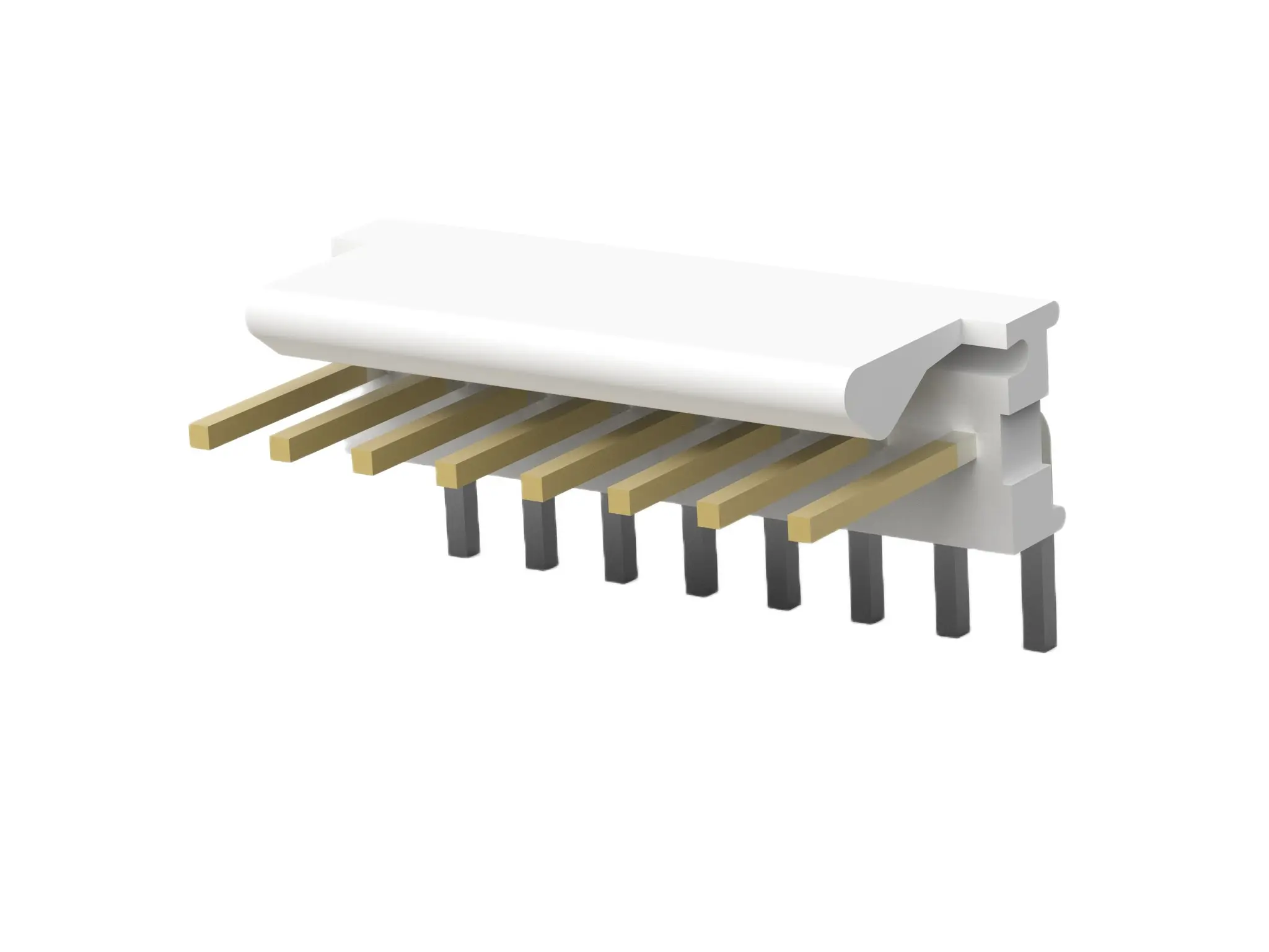 Produktfoto 1 von TE Connectivity MTA 100 Leiterplatten-Stiftleiste gewinkelt, 8-polig / 1-reihig, Raster 2.54mm, Ummantelt