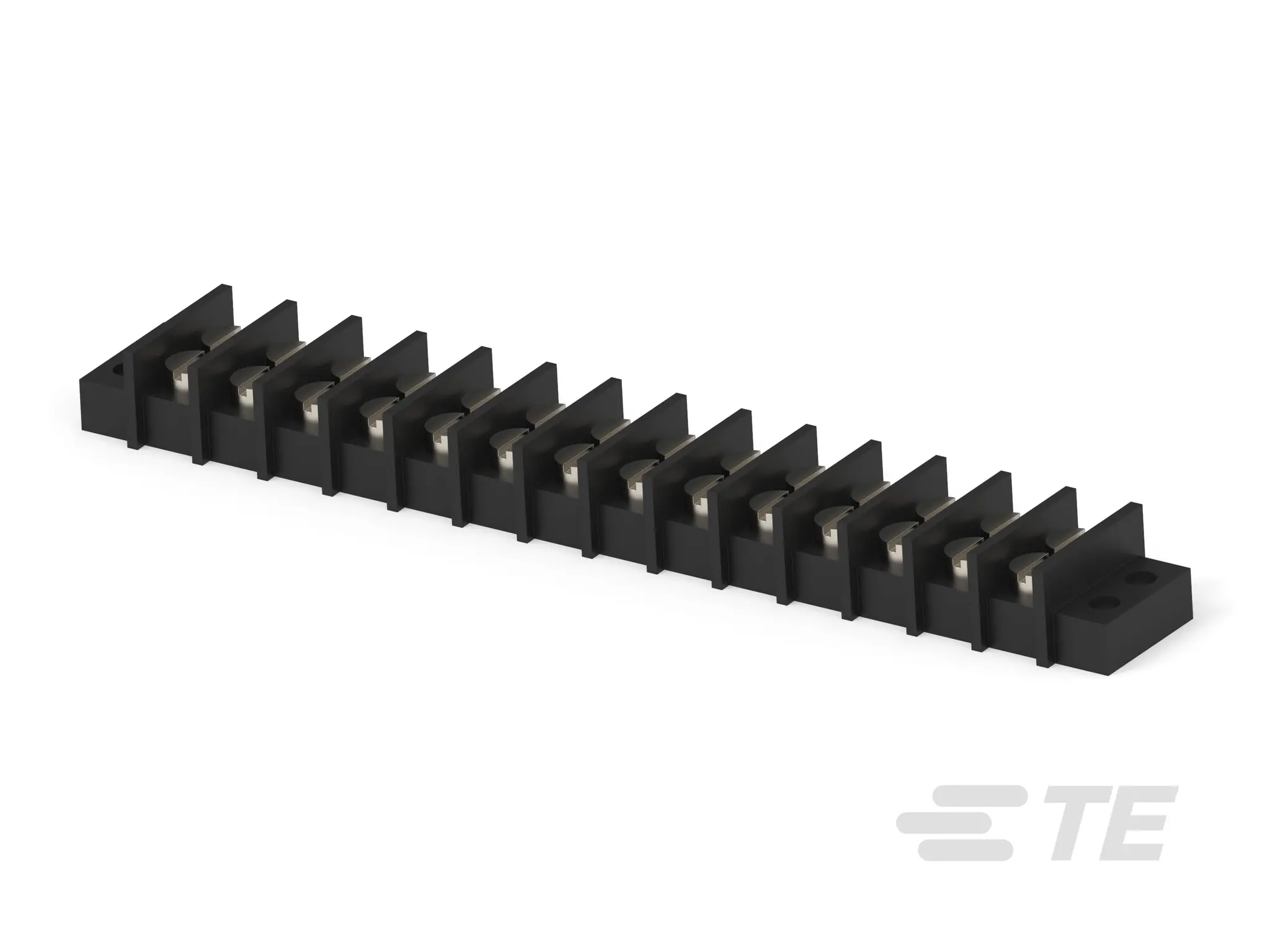 Produktfoto 1 von TE Connectivity Klemmstreifen Vertikal 14-Kontakte Messing 2-reihig, Raster 9.53mm, 300 V Zinn / 20A