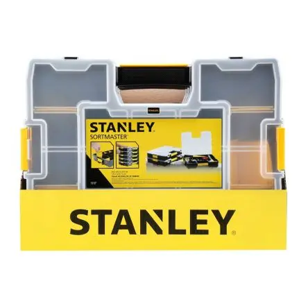 Produktfoto 1 von Stanley Kleinteilebox, Kunststoff Gelb, Schwarz, 12 Fächer Verstellbare Fächer, 9.2 cm x 44.2cm x 43 cm