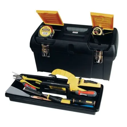 Produktfoto 1 von Stanley Metall, Kunststoff Werkzeugkasten und Werkzeugkoffer Schwarz, L. 48 cm B. 24cm H. 25 cm, 2 kg, Register