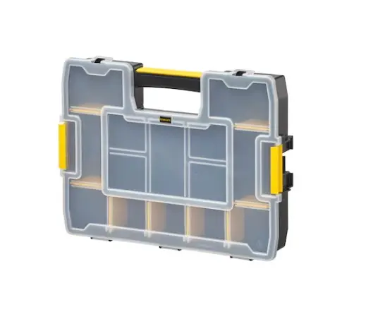Produktfoto 1 von Stanley Verstellbarer Fachteiler/Aufbewahrungsbox, Kunststoff Schwarz, Gelb, 12 Fächer Verstellbare Fächer, 9.2 cm x