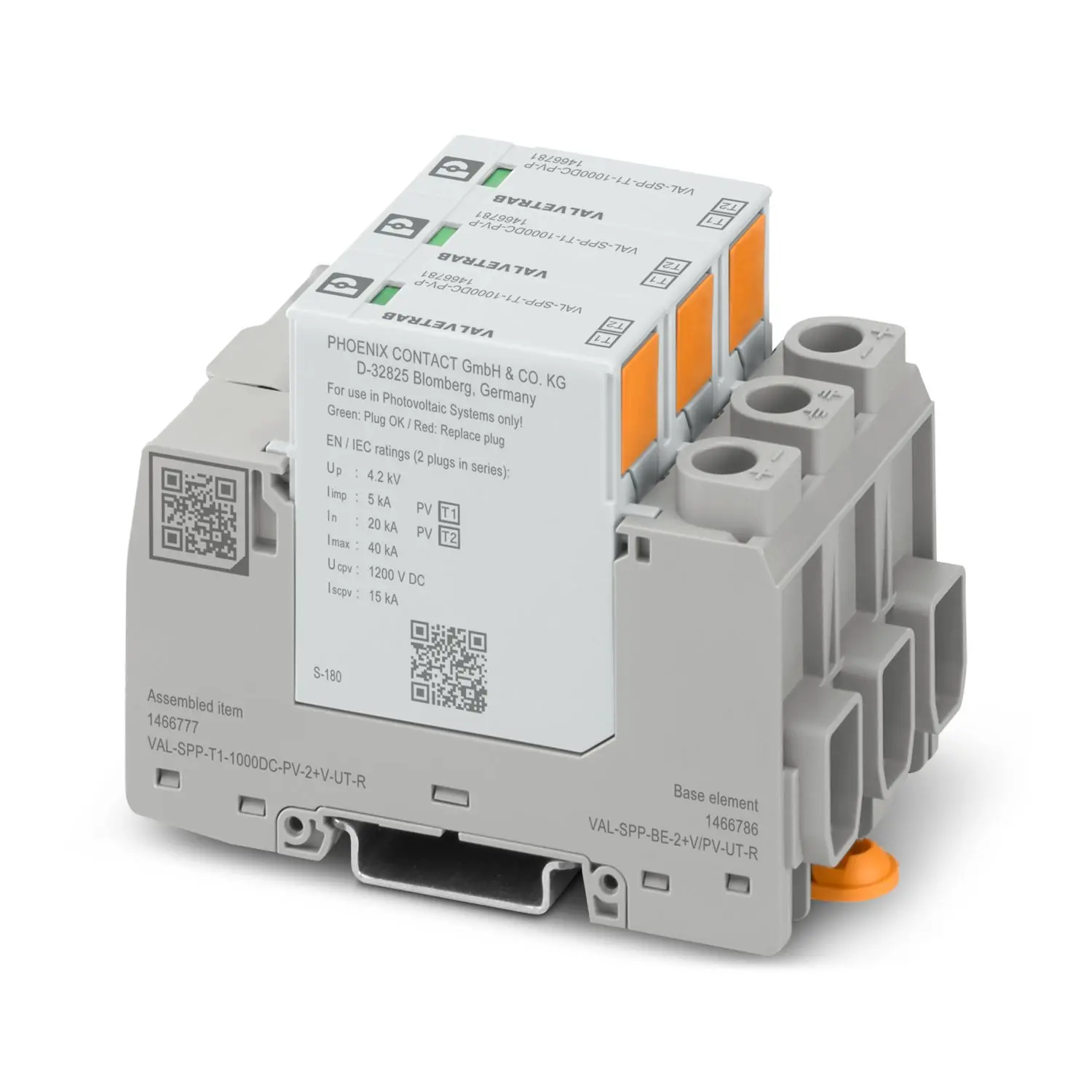 Produktfoto 1 von Phoenix Contact, Überspannungsableiter, 4.2 kV 40 kA DIN-Hutschiene VAL-SPP