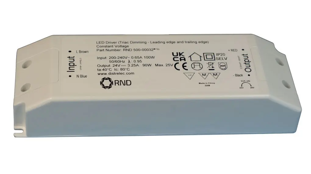 Produktfoto 1 von RND LED-Treiber, 90 W 200/240 V Premium 3.75 A, Ausgang 12 V TRIAC