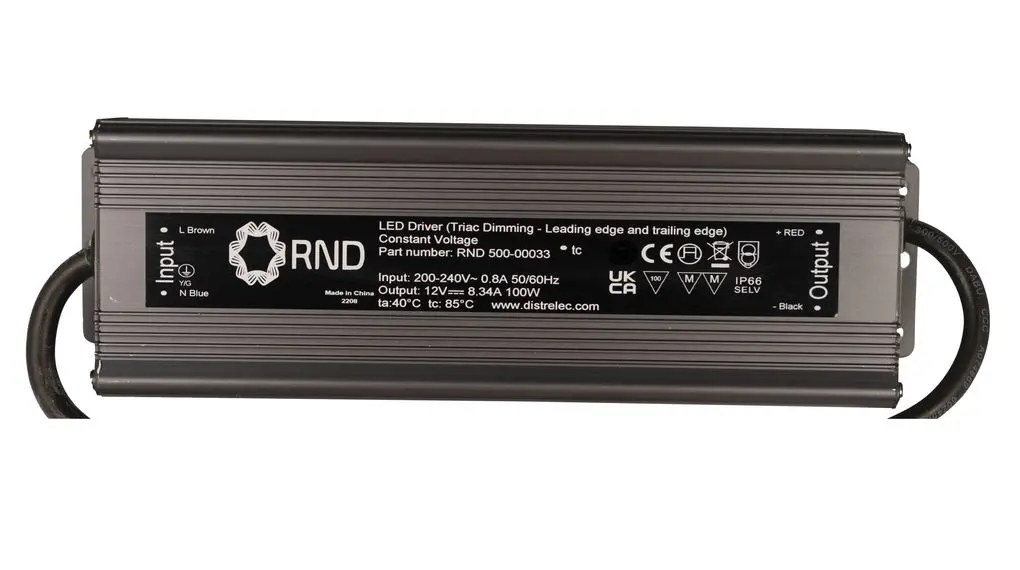 Produktfoto 1 von RND LED-Treiber 200 → 240 V LED-Treiber, Ausgang 12V / 8.33A, Dimmbar Konstantspannung