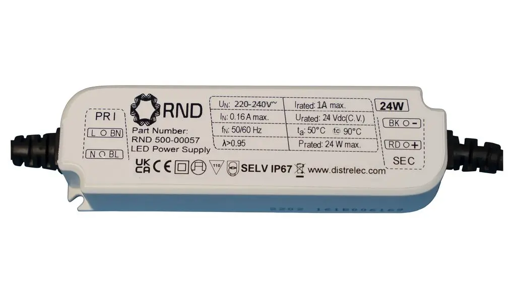 Produktfoto 1 von RND LED-Treiber, 24 W 198/264 V 2 A, Ausgang 12 V