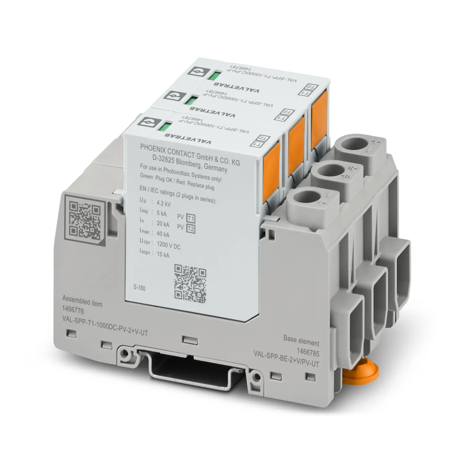 Produktfoto 1 von Phoenix Contact, Überspannungsableiter, 4.2 kV 40 kA DIN-Hutschiene VAL-SPP