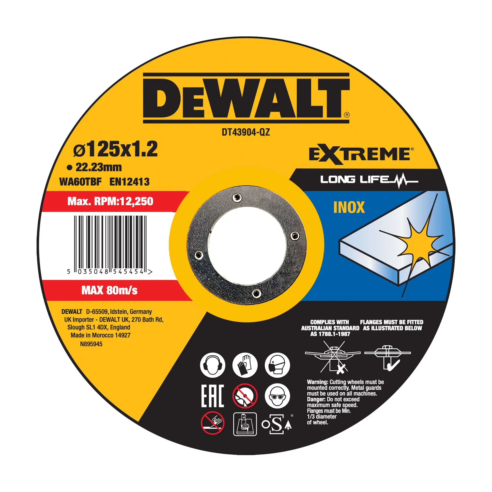 Produktfoto 1 von DeWALT DT43 Aluminiumbeschichtet Ø 125 mm / Stärke 1.2 mm, Korngröße 1 1 Per Pack