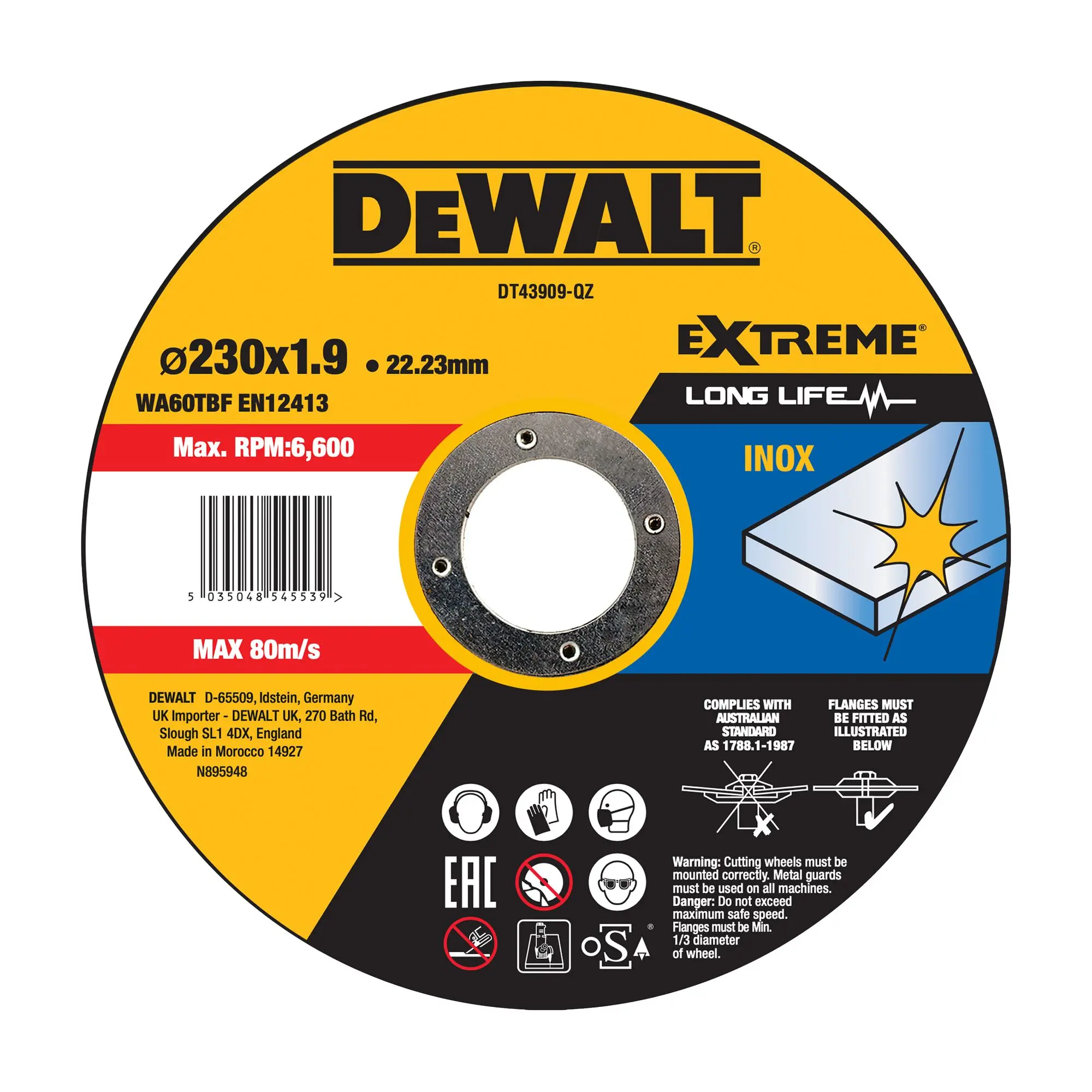Produktfoto 1 von DeWALT DT43 Aluminiumbeschichtet Ø 230 mm / Stärke 2 mm, Korngröße 1 1 Per Pack