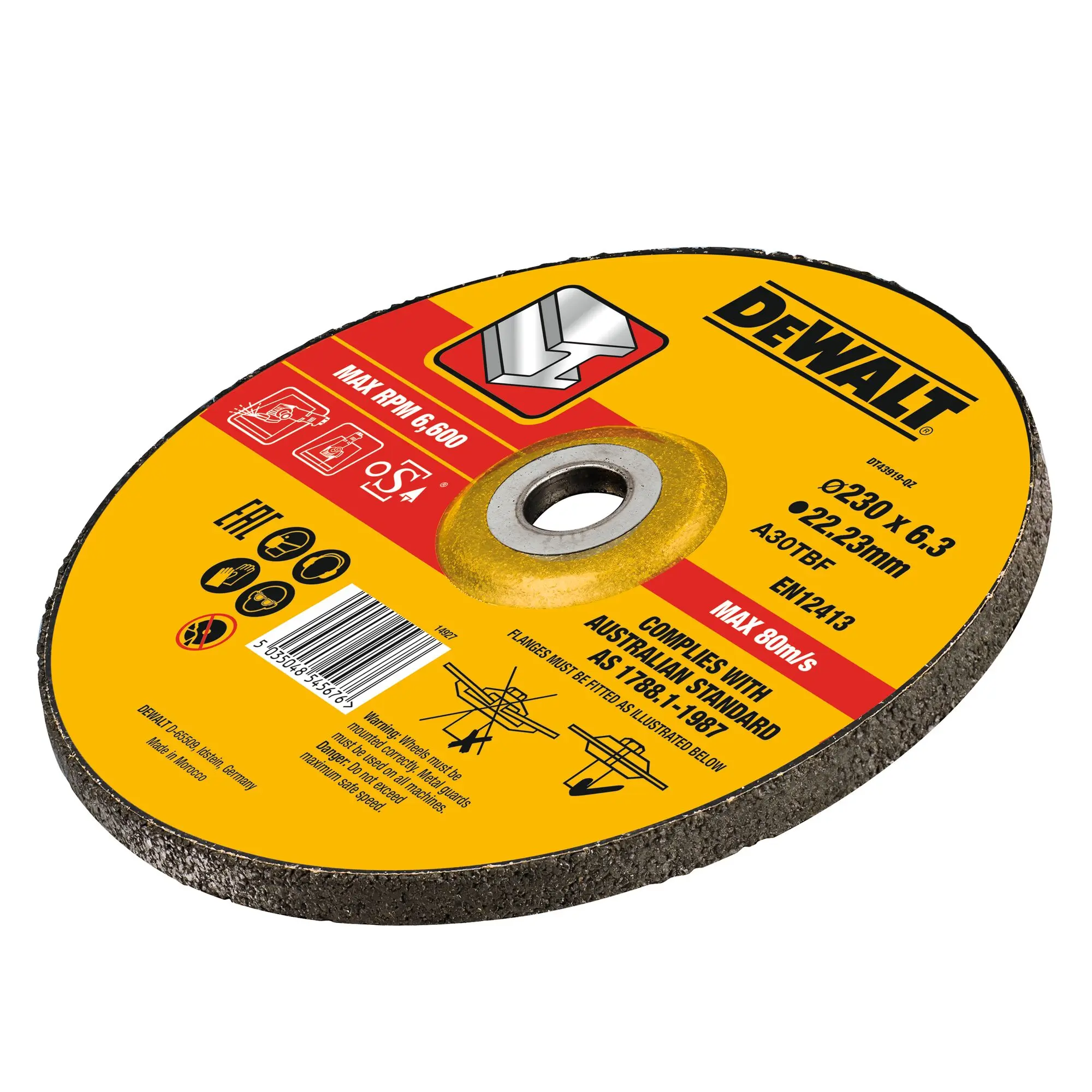 Produktfoto 1 von DeWALT DT43 Aluminiumbeschichtet Ø 125 mm / Stärke 6 mm, Korngröße 1 1 Per Pack