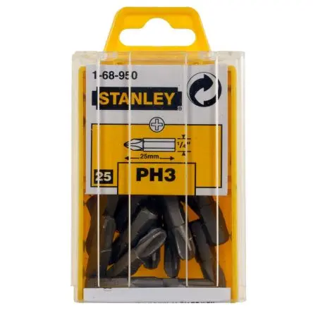 Produktfoto 1 von Stanley Sechskant Bit Bit CrV-Stahl 25 mm 25 mm, 25-teilig