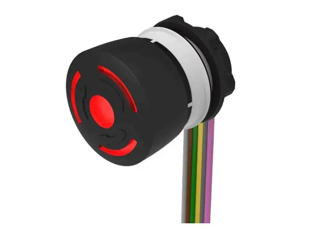 Produktfoto 1 von EAO 84-6331 Not-Aus-Drucktaster, Panel, Ø 22.3 mm, 1 Schließer/1 Öffner, Schwarz, Rot Beleuchtet IP66, IP40, IP65,