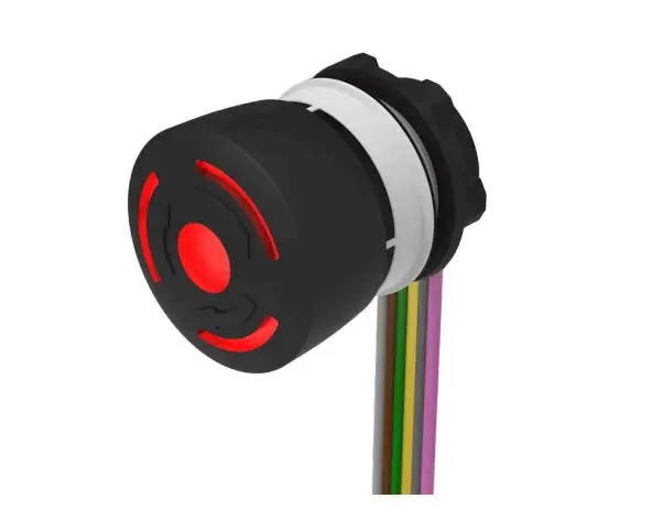 EAO 84-6341 Not-Aus-Drucktaster, Frontplattenmontage, Ø 22.3 mm, DPST, Rot, Schwarz Beleuchtet IP66, IP65, IP67,