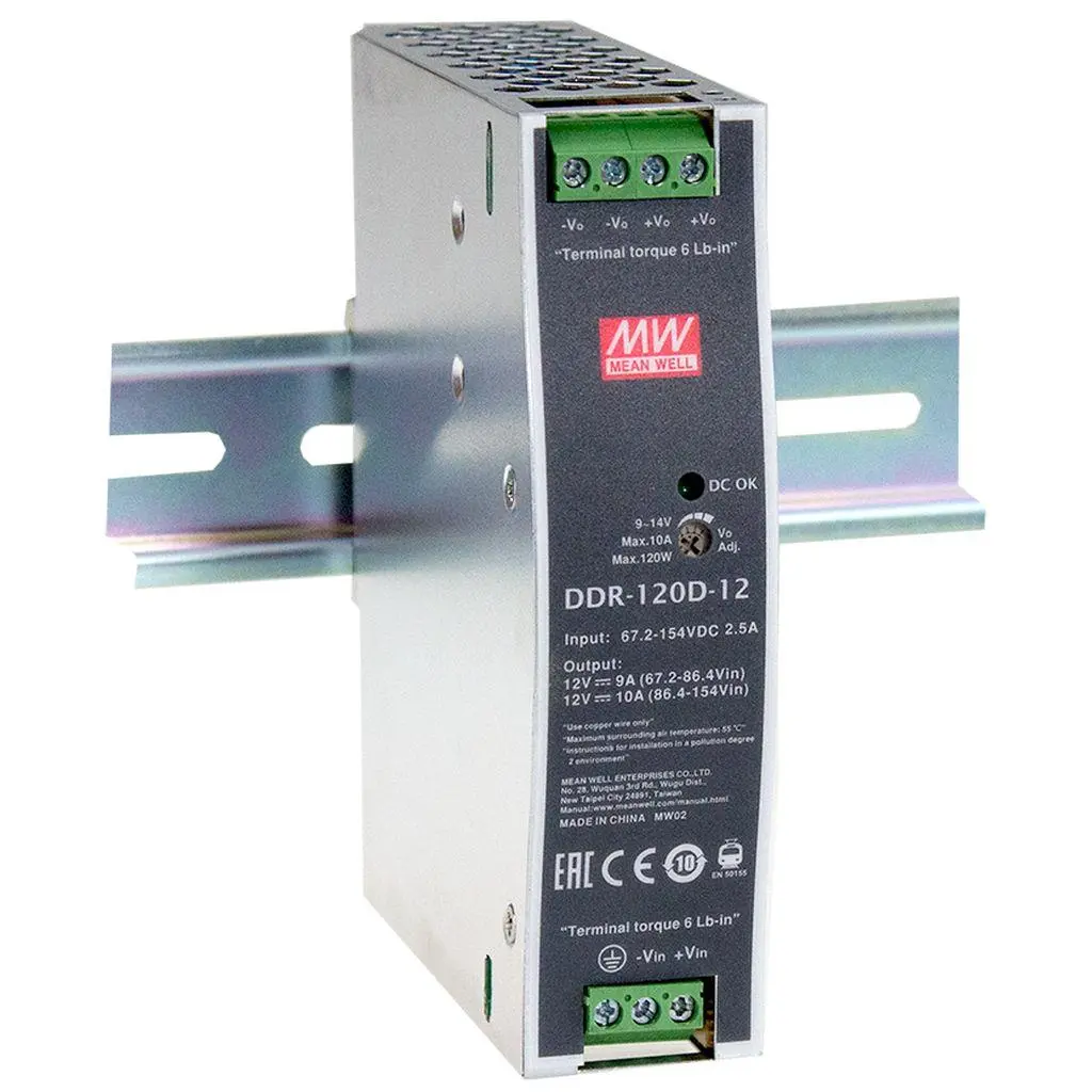 Produktfoto 1 von MEAN WELL DDR-120 DC/DC-Wandler 120W, 48V dc OUT / 2.5A DIN-Schiene
