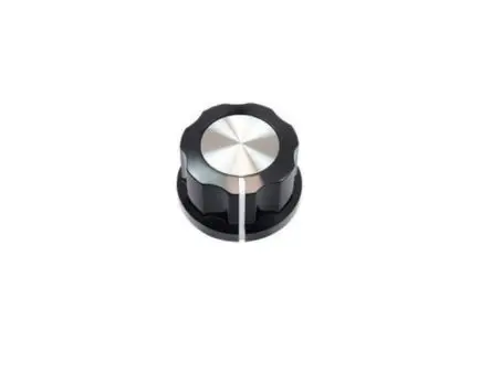 Produktfoto 1 von Vishay Schwarz Potentiometer-Knopf Ø 20 mm x 12 mm, Runde Welle Schaft 6.35 mm