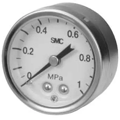 Produktfoto 1 von SMC G43 Manometer 0 MPa → 0.1 MPa Edelstahl Gehäuse R 1/8 in