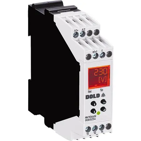 Produktfoto 1 von Dold Überwachungsrelais 1-phasig, 1 Wechsler 15mA - 50mA, DIN-Hutschiene, 24 V dc, 230V ac