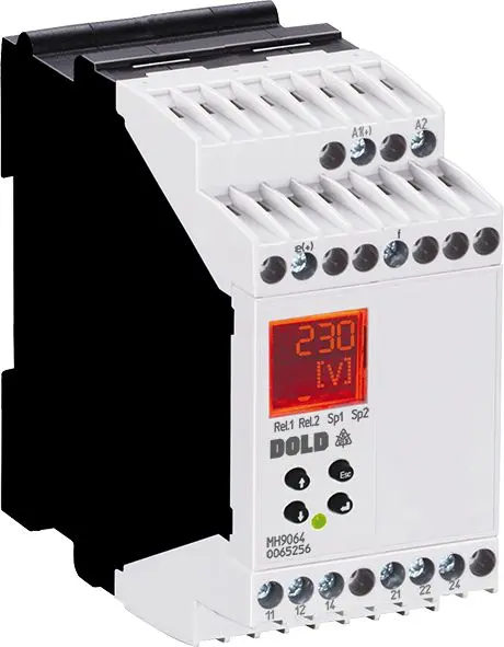 Produktfoto 1 von Dold Überwachungsrelais 1-phasig, 2-poliger Umschalter 15mA - 50mA, DIN-Hutschiene, 24 V dc, 230V ac