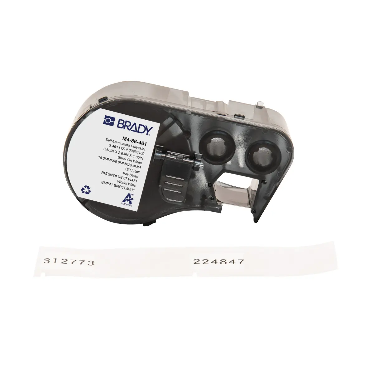 Produktfoto 1 von Brady Beschriftungsetiketten Schwarz für BMP51, BMP41, M410, M510, BMP53, M511 auf Weiß 0.6 Zoll 2.625 Zoll 0.6 Zoll
