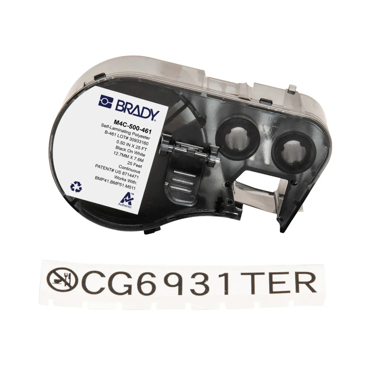 Produktfoto 1 von Brady Beschriftungsetiketten Schwarz für BMP51, BMP53, M510, M511, M410, BMP41 auf Weiß 300 Zoll 0.5 Zoll 300 Zoll 0.5