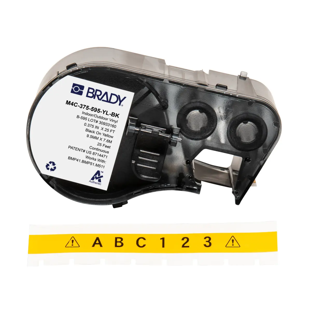 Produktfoto 1 von Brady B-595 Beschriftungsband Schwarz für BMP41, BMP51, BMP53, M410, M510, M511 auf Gelb
